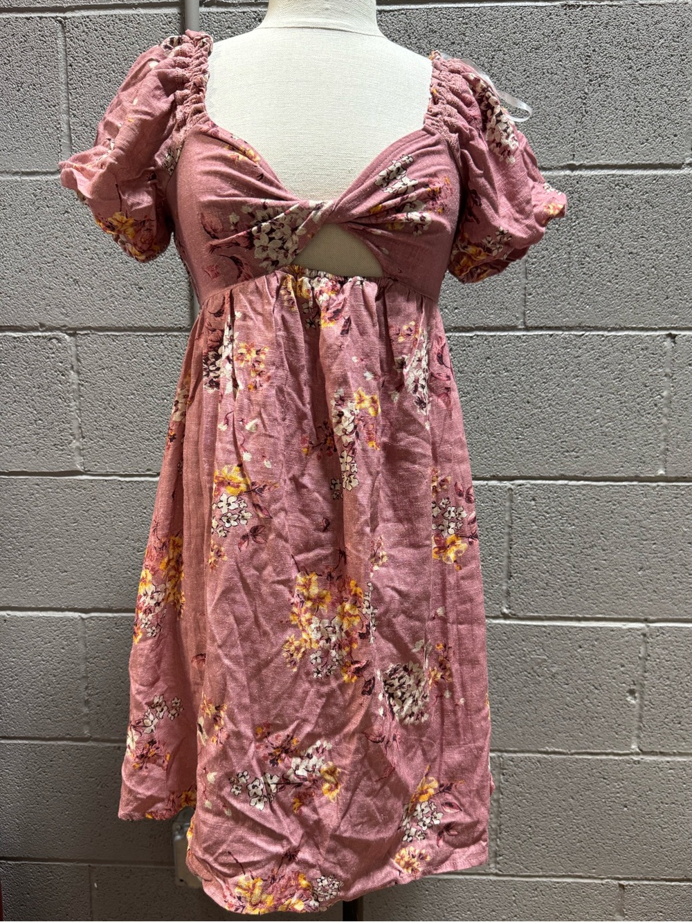 Altar'd State Mauve Smocked Floral Midi Dress